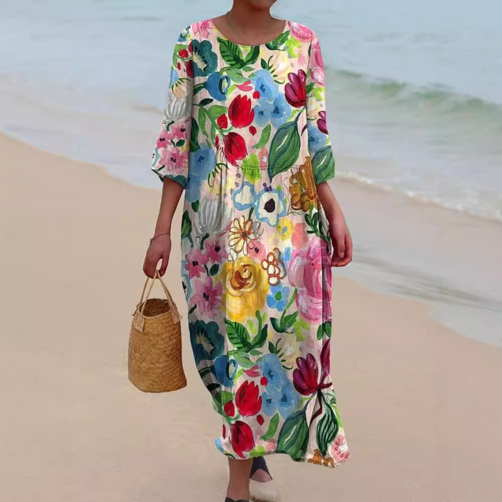 Trendy Floral Printed Midi Dress