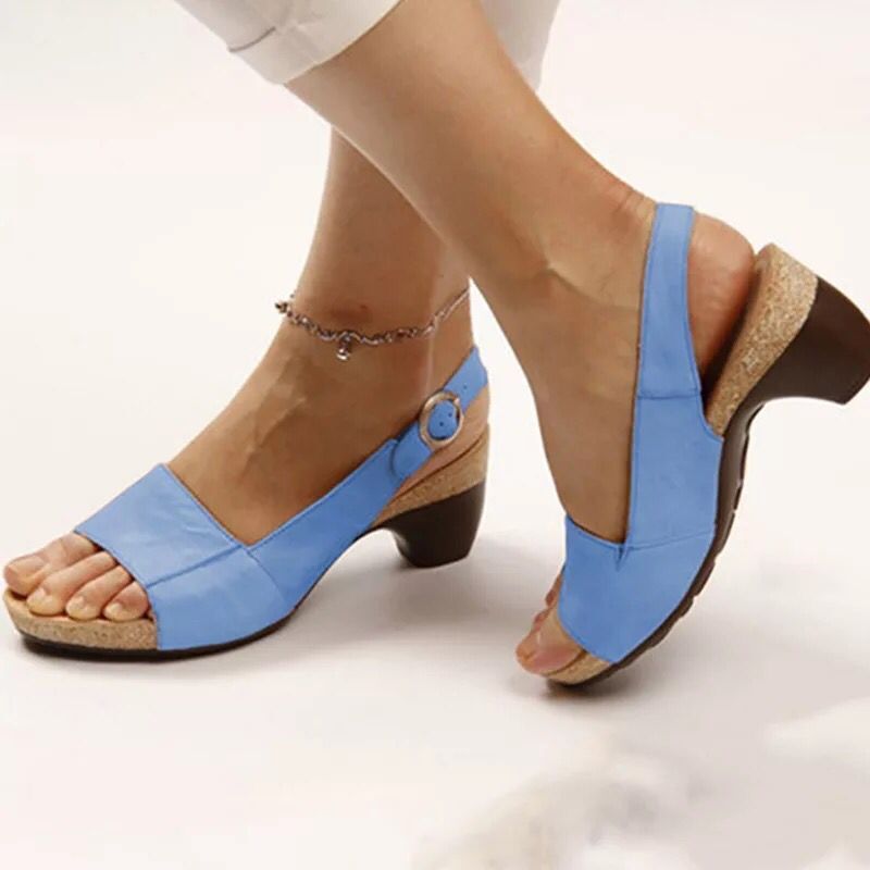 Summer Thick Heel Buckle Sandals