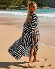 Chic Silk Kimono Dress in Exotic Tropic Print