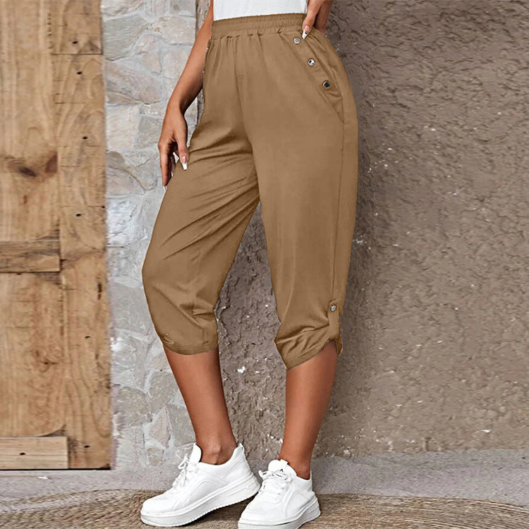Fashion Casual Seven-Point Elastic Pants