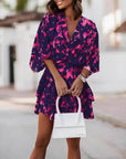 Flowy Batwing Dress with Elegant V Neck