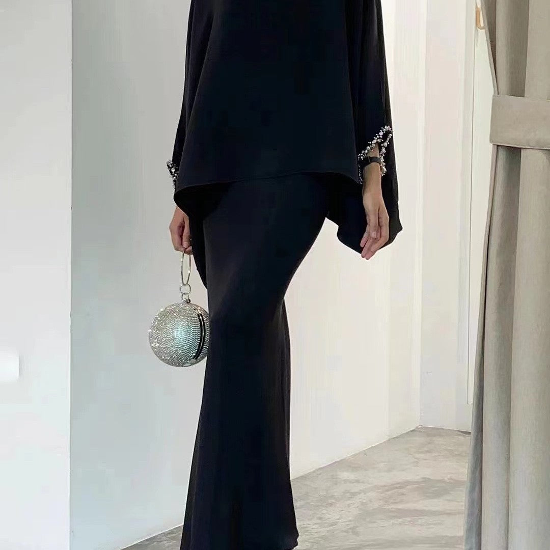 Two-Piece Pearl Floor-Length Gown