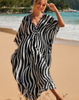 Chic Silk Kimono Dress in Exotic Tropic Print