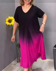 Short Sleeve V Neck Dress