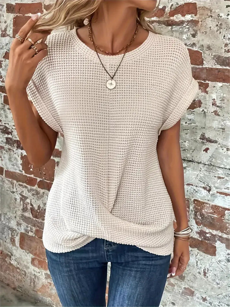 Elegant Short Sleeve Twist Top