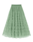 Flowy Layered Mesh Midi Skirt