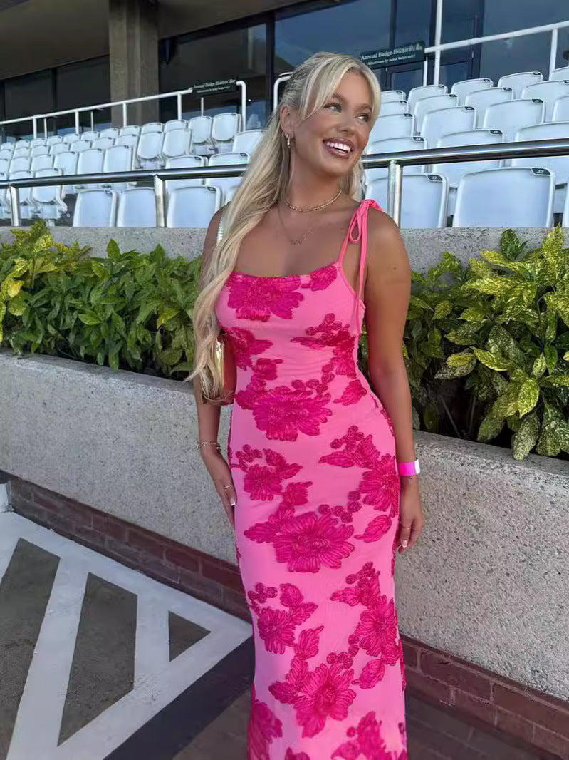 Chic Long Sleeve Floral Midi Dress