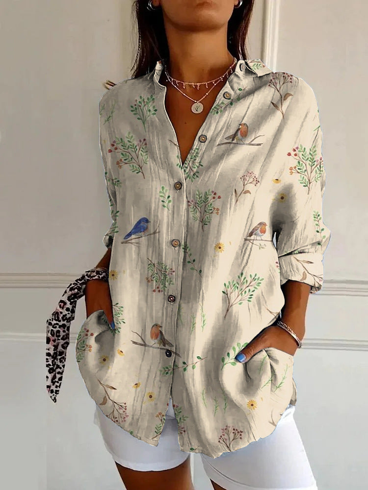 Fresh Floral Blouse with Casual Silhouette