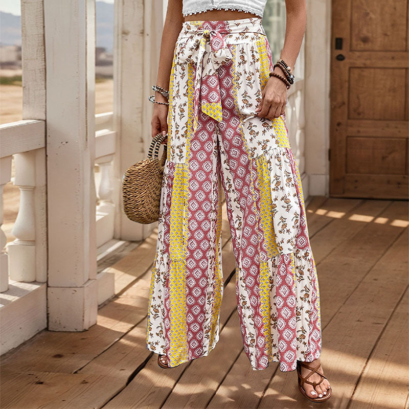 Tribal Print Loose Tie Pants