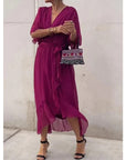 Tie Waist Batwing Long Dress