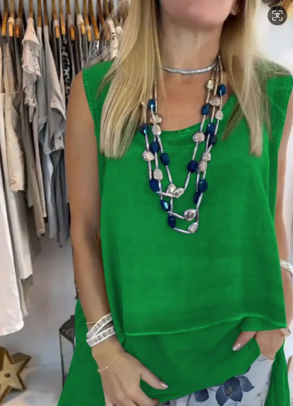 Flowy Sleeveless Tunic Top for Casual Wear