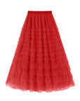 Flowy Layered Mesh Midi Skirt