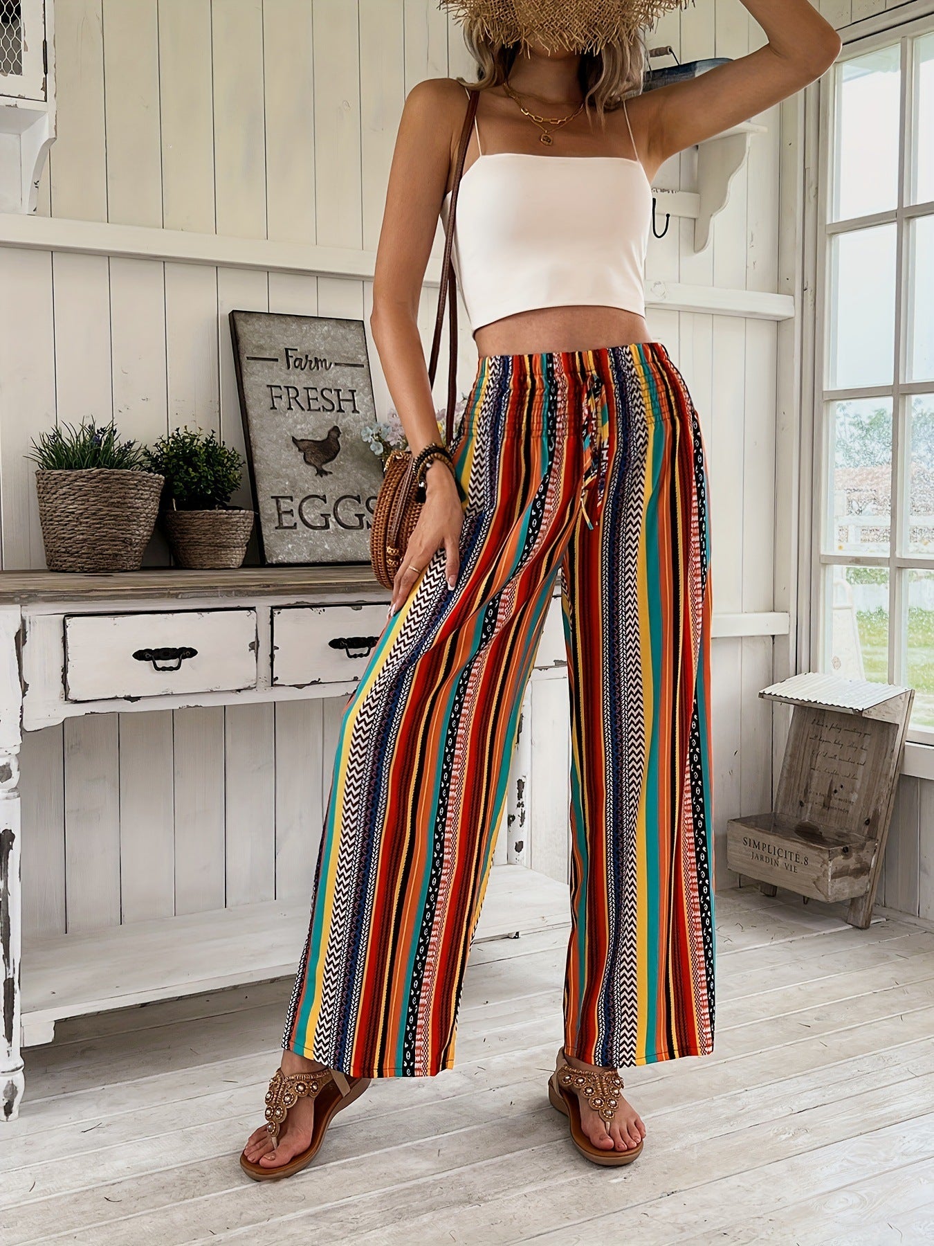 Casual Stripe Print Pant