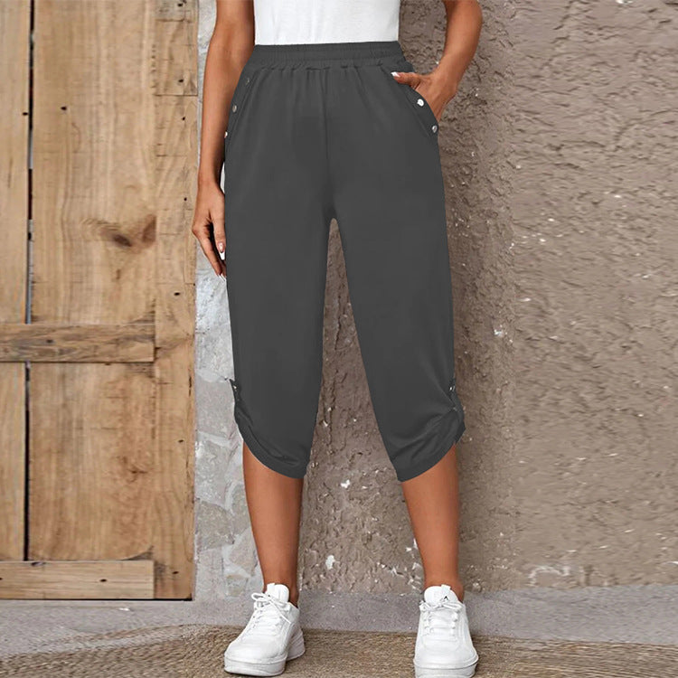 Fashion Casual Elastic Seven Point Pants