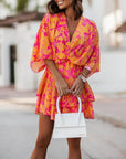 Flowy Batwing Dress with Elegant V Neck