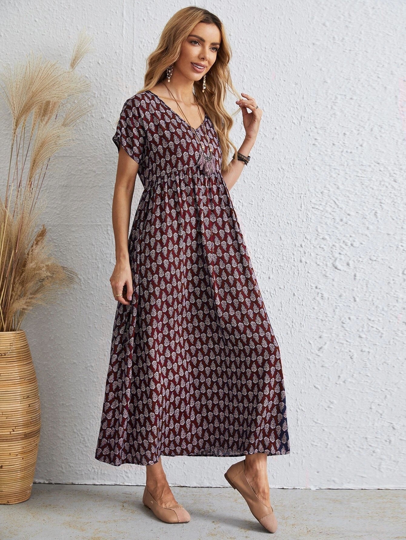 Soft Flowing Maxi Dress with Sleeves