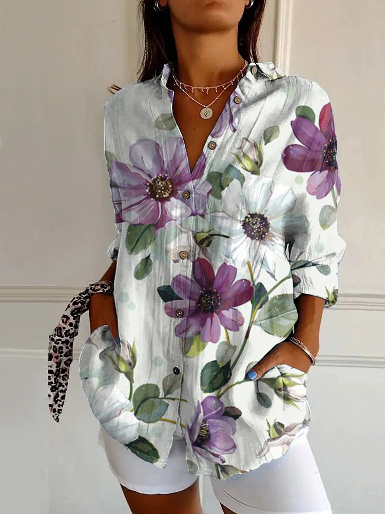 Floral Accent Blouse with Relaxed Vibe