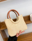 Korean-Style Woven Straw Handbag