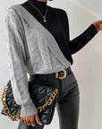 Women's High Collar Twisted Sweater