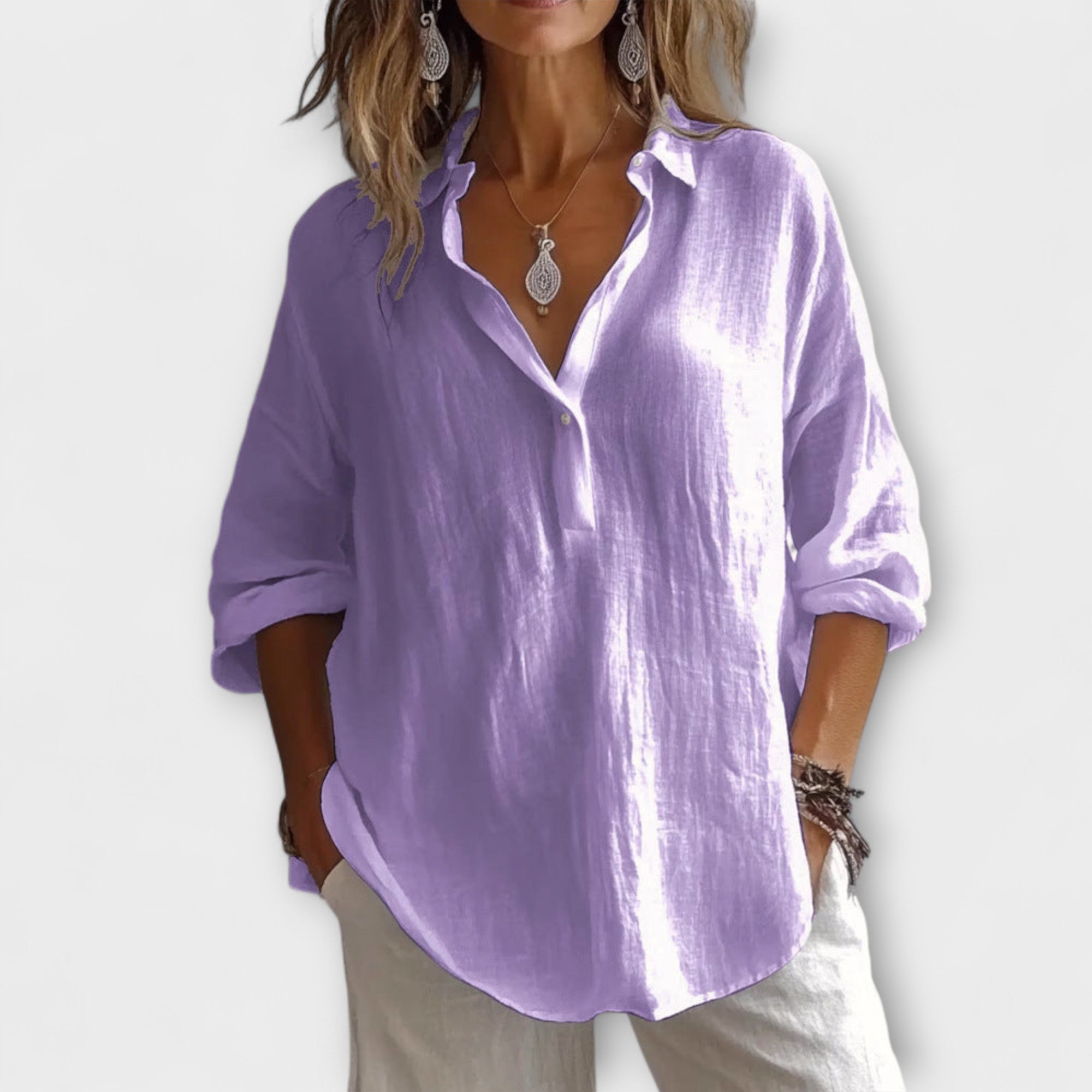 Soft Cotton Blend Blouse – Flowy, Elevated Essential for Workdays or Relaxed Weekend Looks