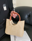 Korean-Style Woven Straw Handbag