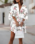 Flowy Batwing Dress with Elegant V Neck