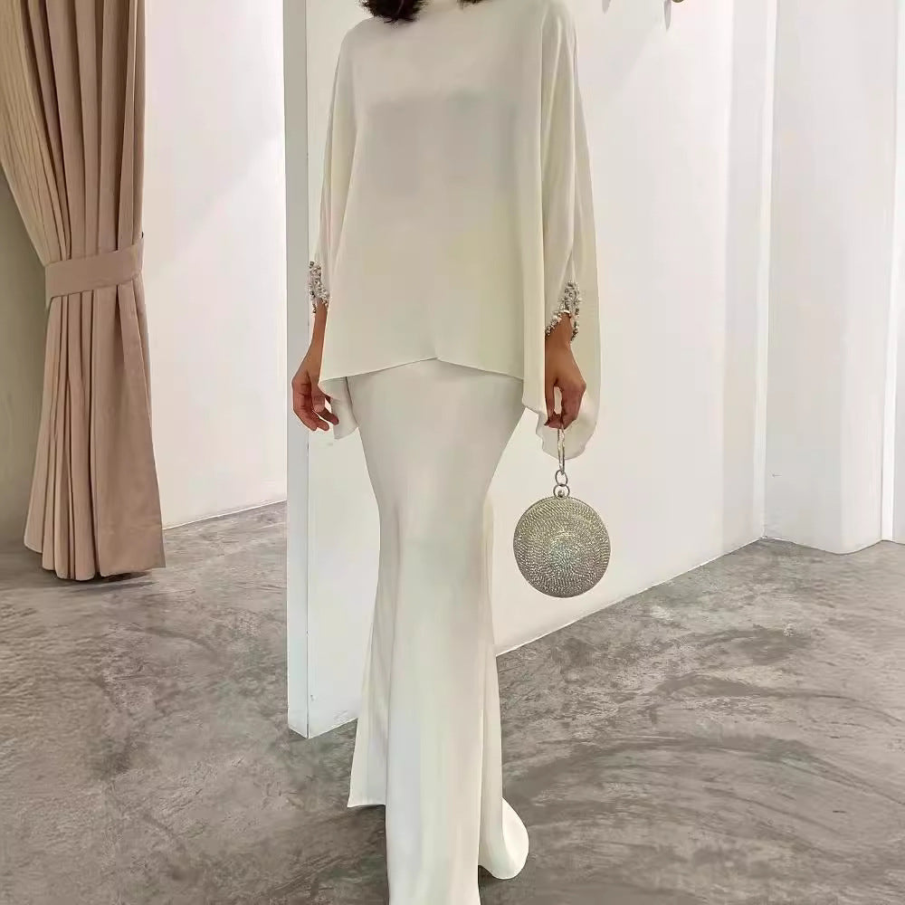 Two-Piece Pearl Floor-Length Gown
