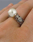 Trendy Gold-Plated Pearl Ring Women