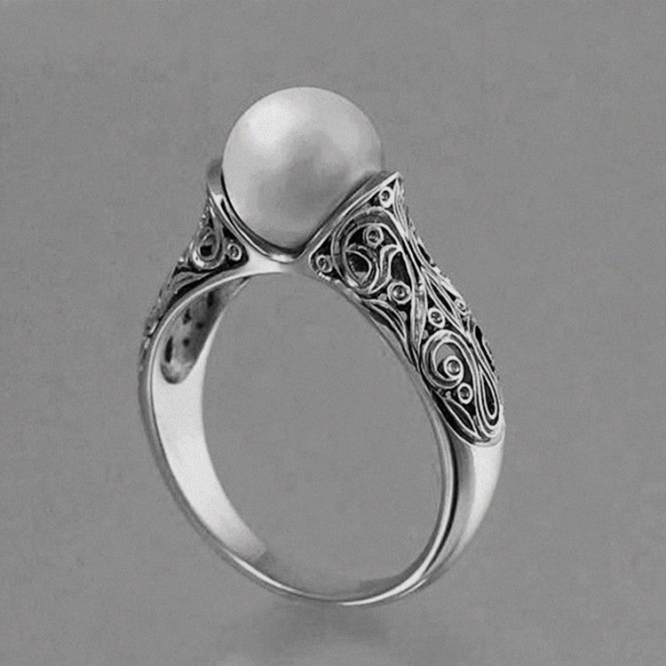 Trendy Gold-Plated Pearl Ring Women