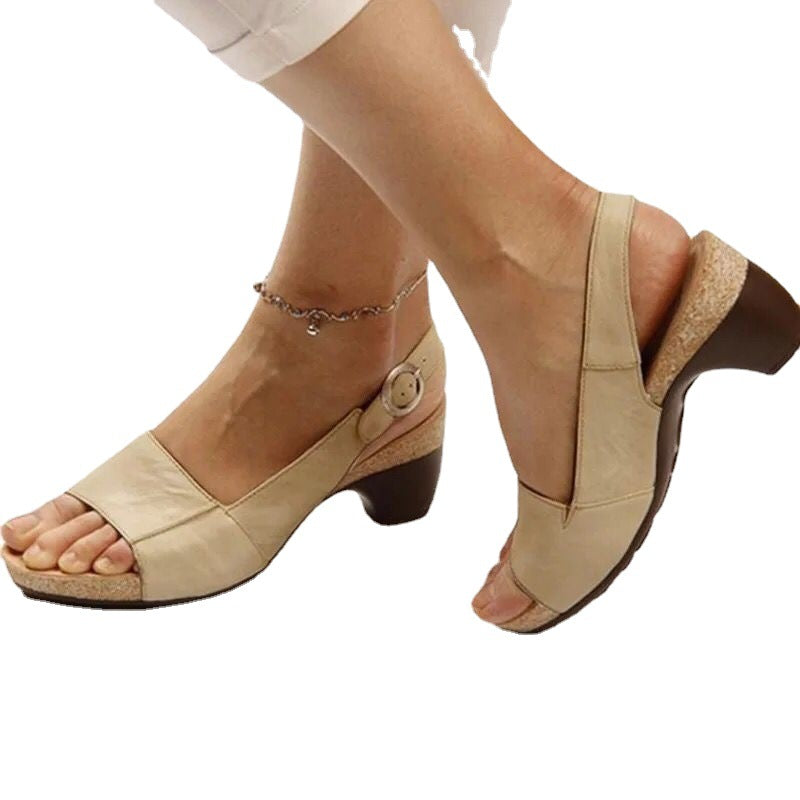 Summer Thick Heel Buckle Sandals