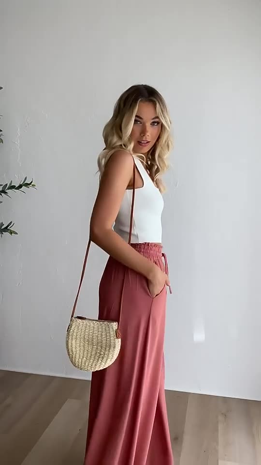 High Waist Elastic Wide-Leg Pants