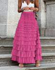Flowy Layered Mesh Midi Skirt