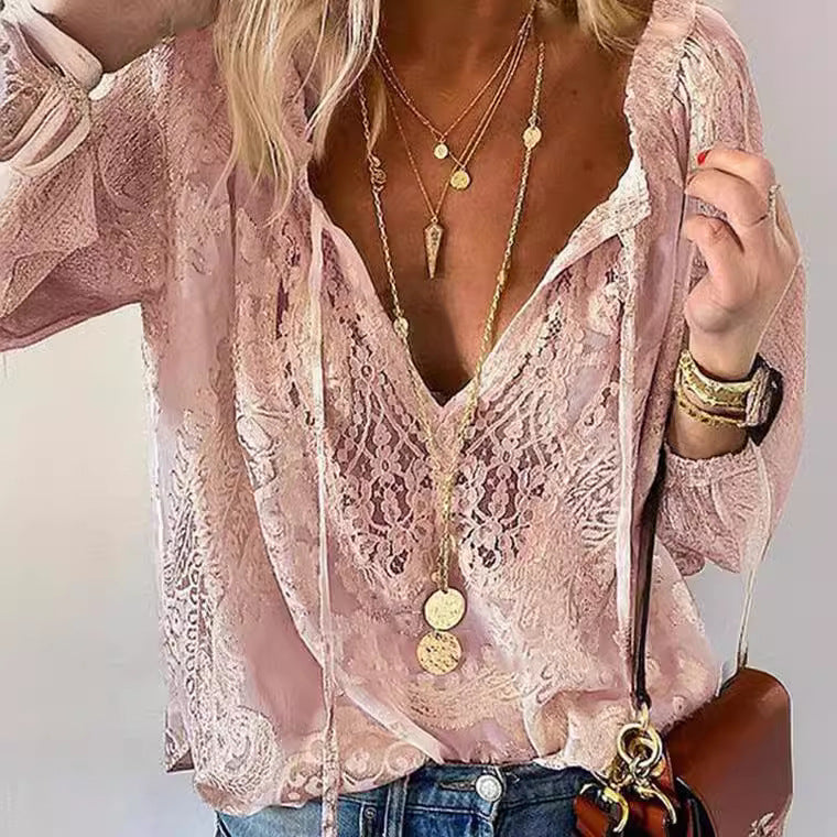 Casual Summer Lace Blouse – Lightweight, Breathable Style for Effortless Warm-Weather Outfits