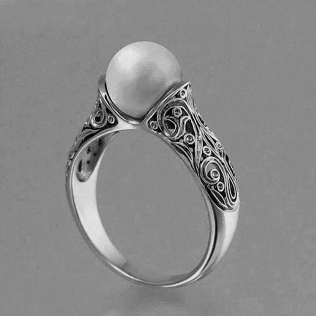 Trendy Gold-Plated Pearl Ring Women
