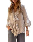 Stylish Solid Top with Feminine Ruffle Detail