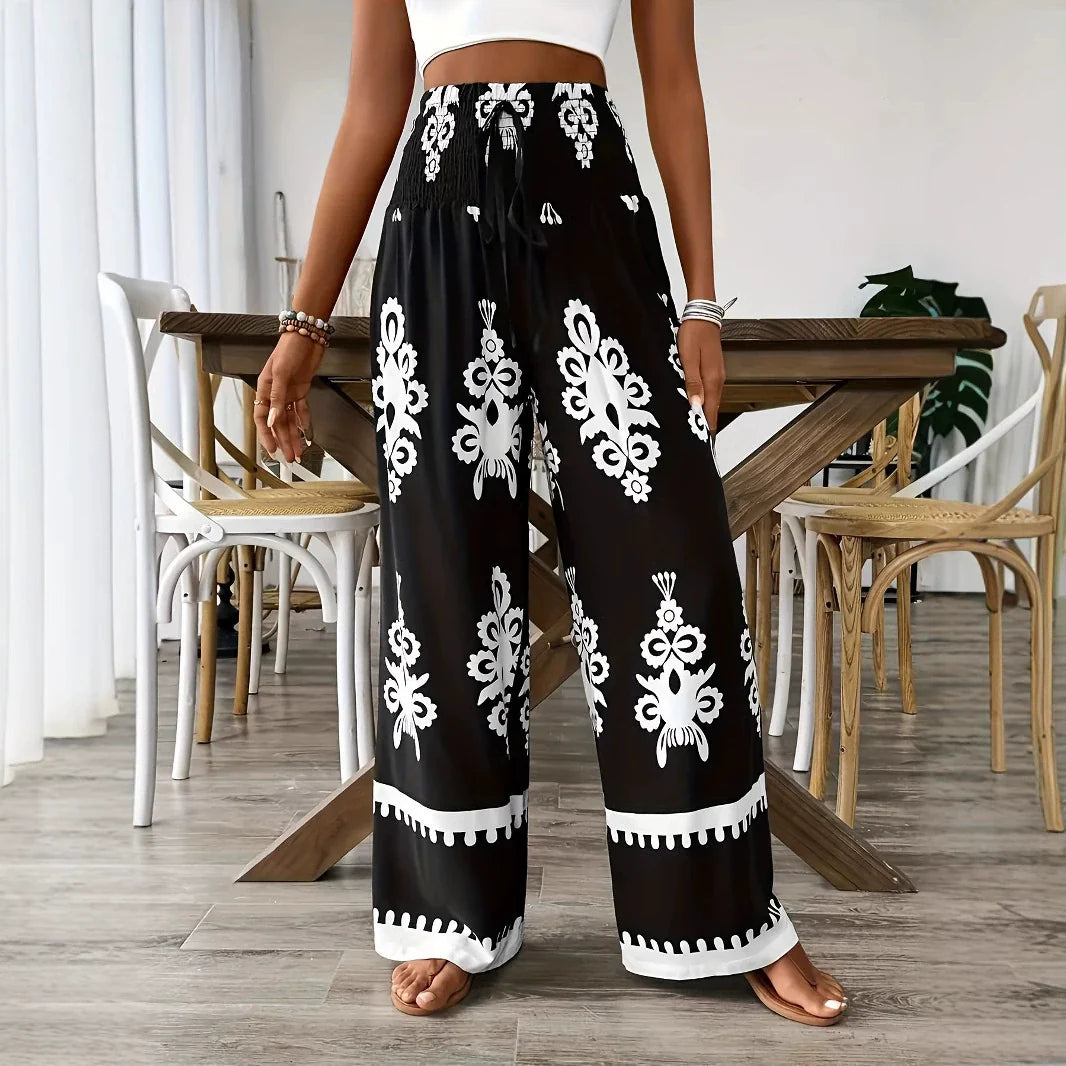 High Waist Printed Pants