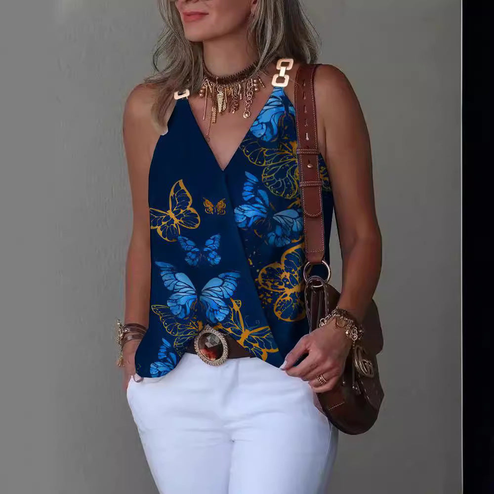 Printed V-Neck Vest Top