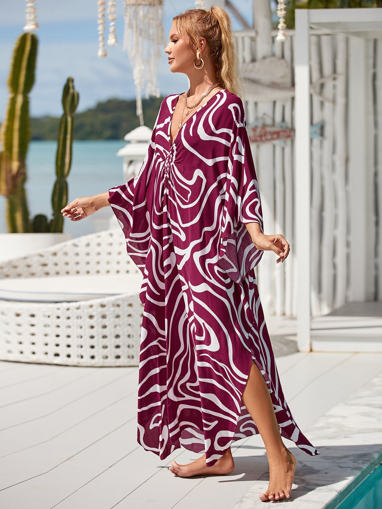 Pale Earth Kaftan Dress with Natural Flow