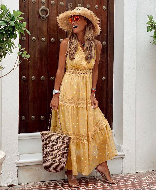 Elegant V-Neck Sleeveless Midi Dress