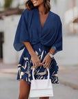 Flowy Batwing Dress with Elegant V Neck