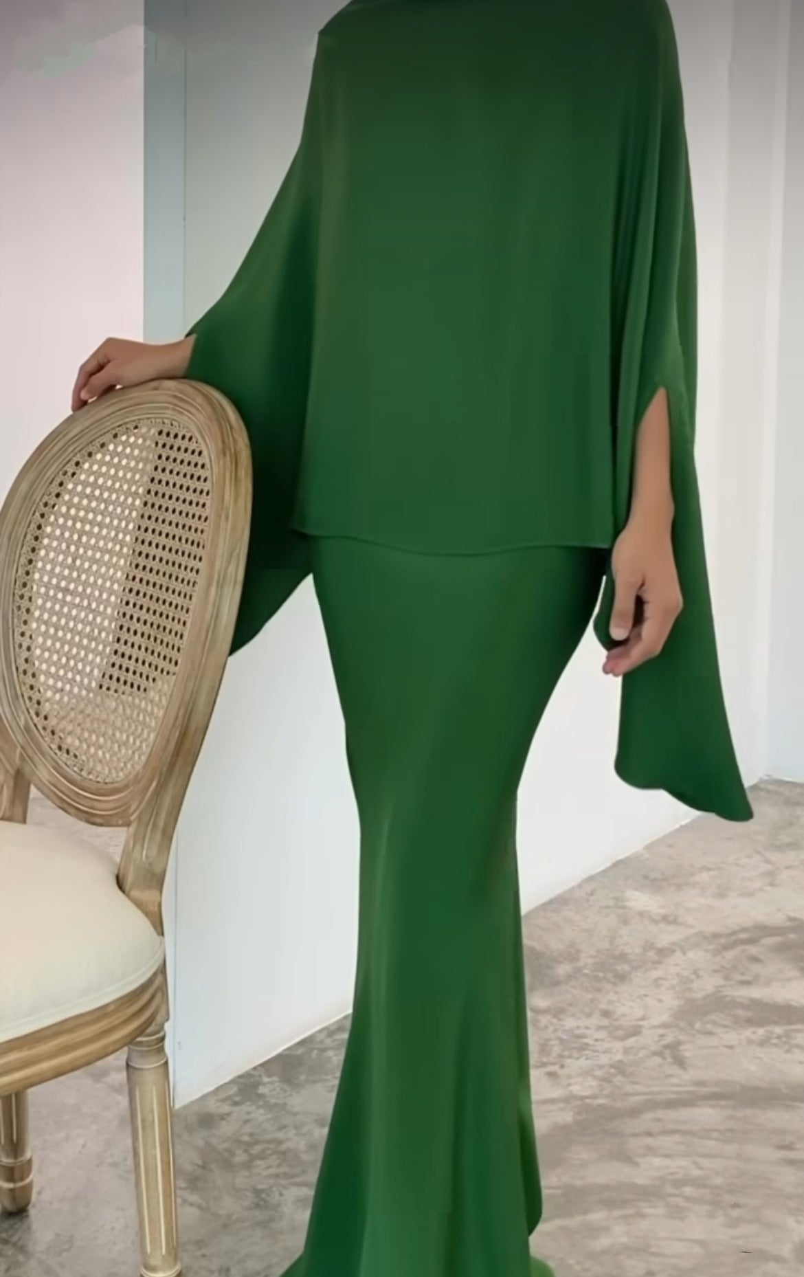 Two-Piece Pearl Floor-Length Gown