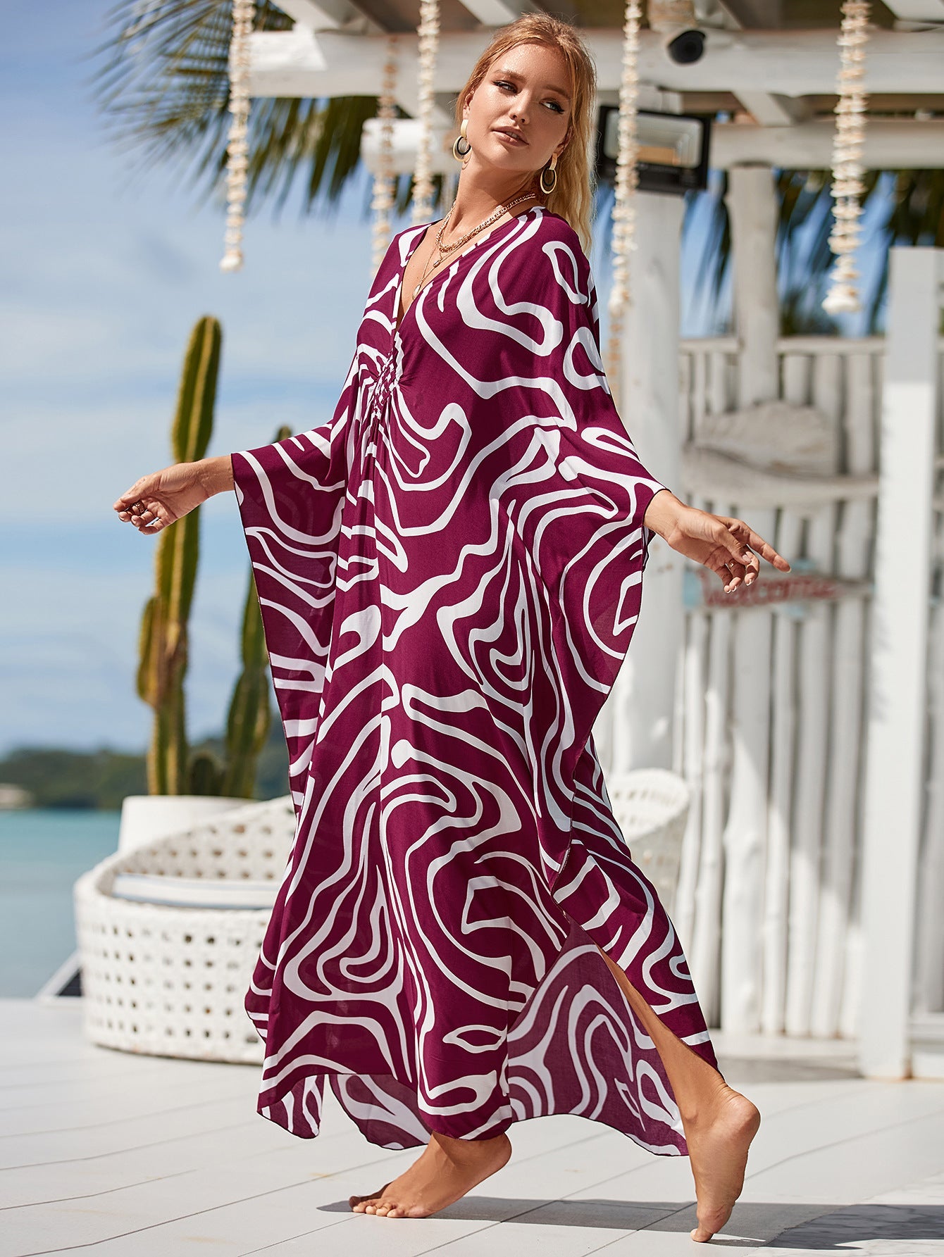 Pale Earth Kaftan Dress with Natural Flow