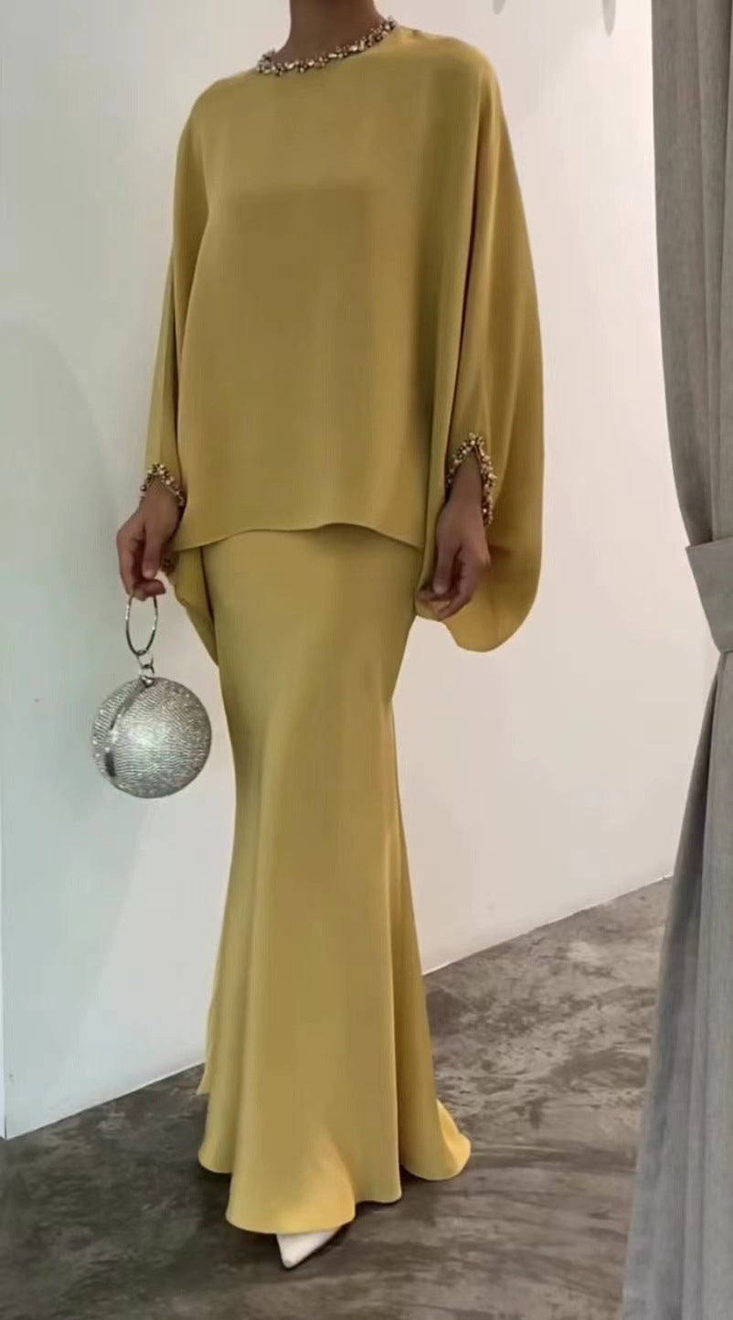 Two-Piece Pearl Floor-Length Gown