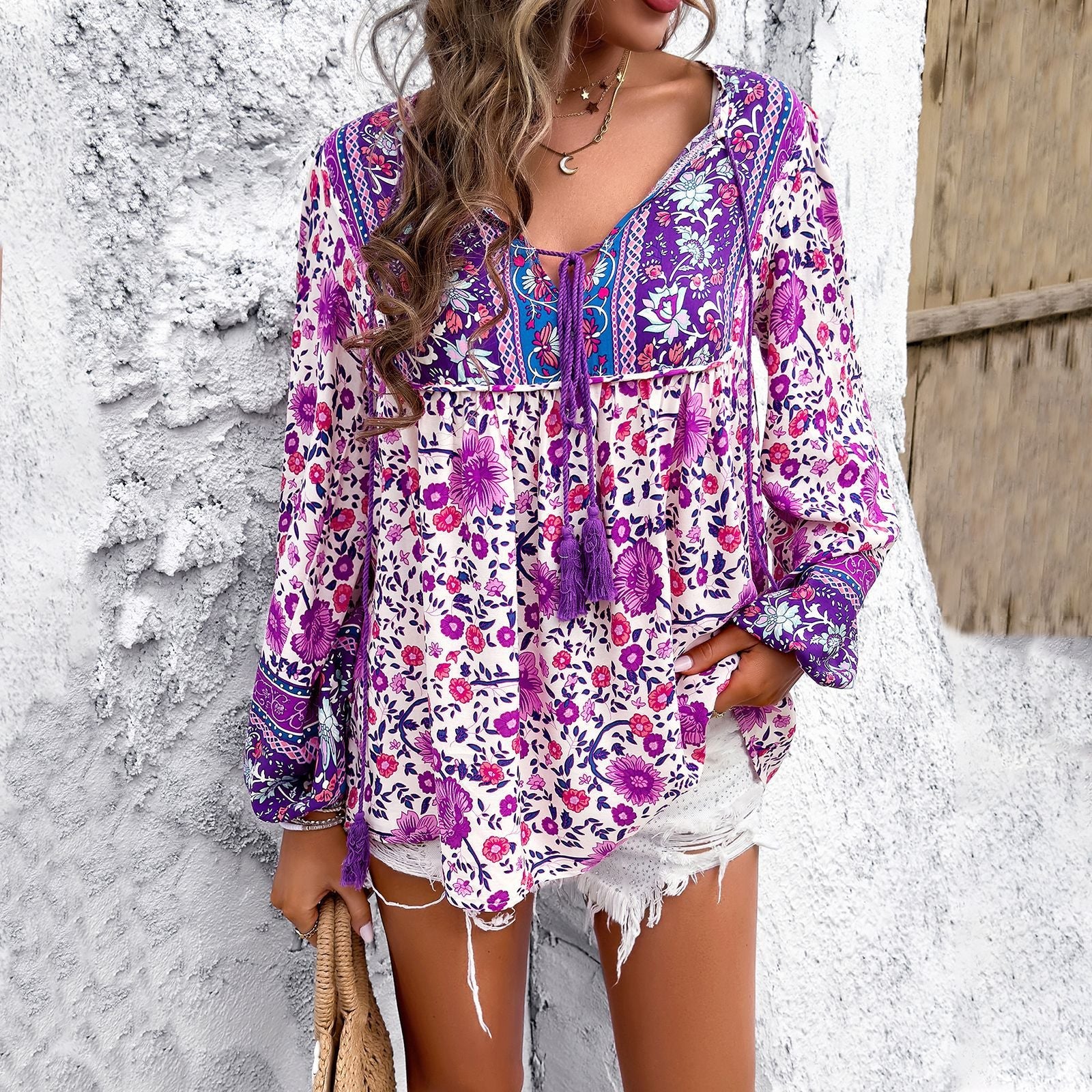 Stylish Diyun Printed Blouse Design
