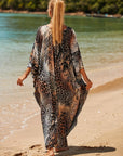 Coral Breeze Wrap Dress with Kimono Sleeves