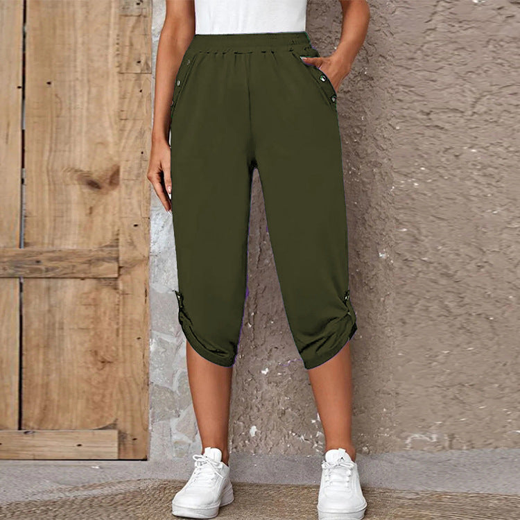 Fashion Casual Elastic Seven Point Pants