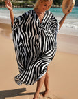 Chic Silk Kimono Dress in Exotic Tropic Print