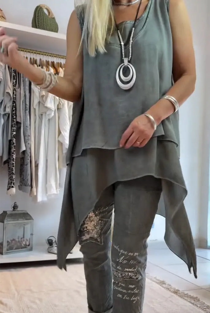 Flowy Sleeveless Tunic Top for Casual Wear