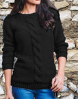 Rope Braided Details Round Neck Long Sleeve Sweater