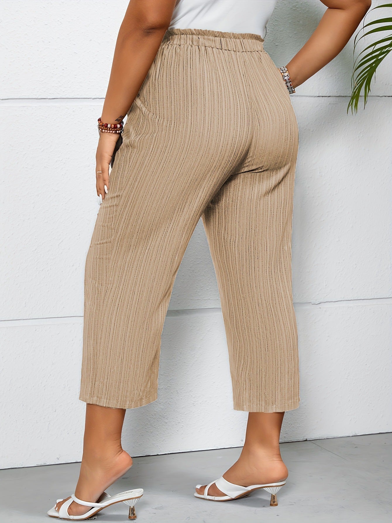 Comfortable High Waist Striped Pants